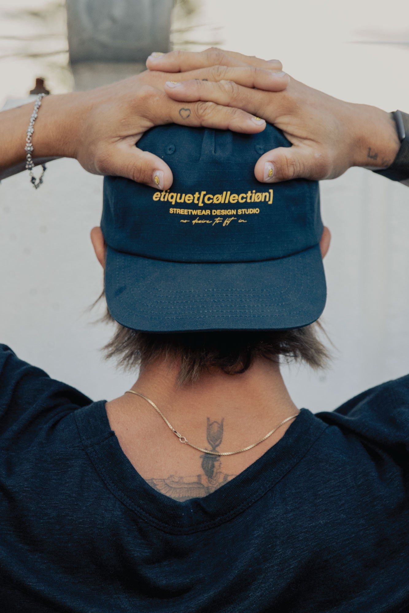 Streetwear Design Studio Headpiece - Navy/Yellow